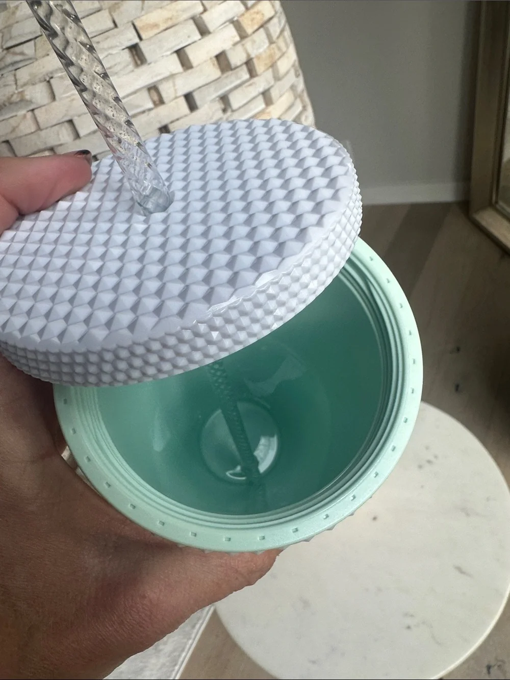 Starbucks White Studded Cold Cup with Clear Straw